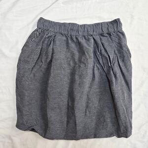 Proenza Schouler Gray Blue Heathered Linen Lined Elastic Waist Mini Skirt